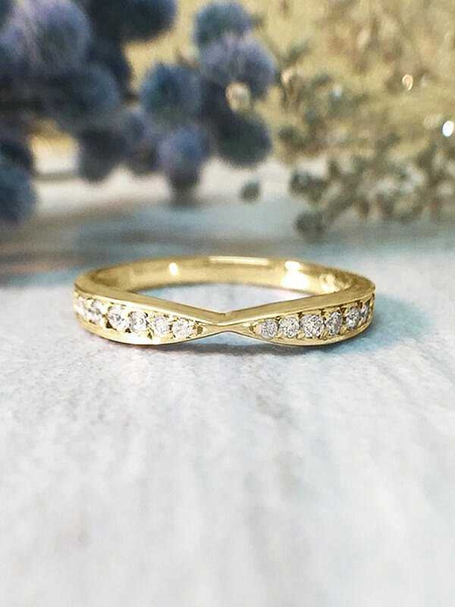 Stones & Gold Rings | 1.2-1.8Mm Diamond Bow Tie Wedding Band Solid Gold (14Ky) Stackable Women'S Engagement Ring