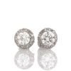 Stones & Gold Earrings | Petite Diamond Solid 14 Karat Gold Stud Earring With Halo