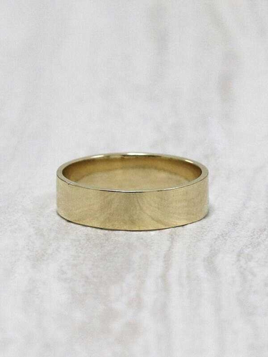 Stones & Gold Rings | 5Mm Modern Straight Edge Solid 14 Karat Gold Band