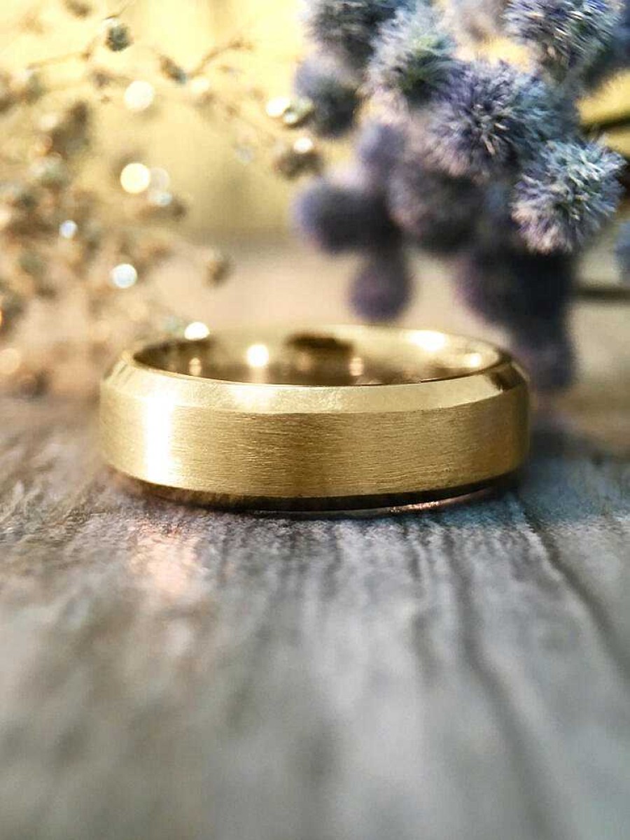 Stones & Gold Wedding Bands | 6.0Mm Wide Solid 14K Satin Finish Yellow Gold Men'S Wedding Band