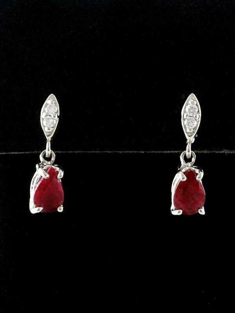 Stones & Gold Earrings | Natural Ruby Marquise Diamond Solid 14 Karat Gold Chandelier Earrings