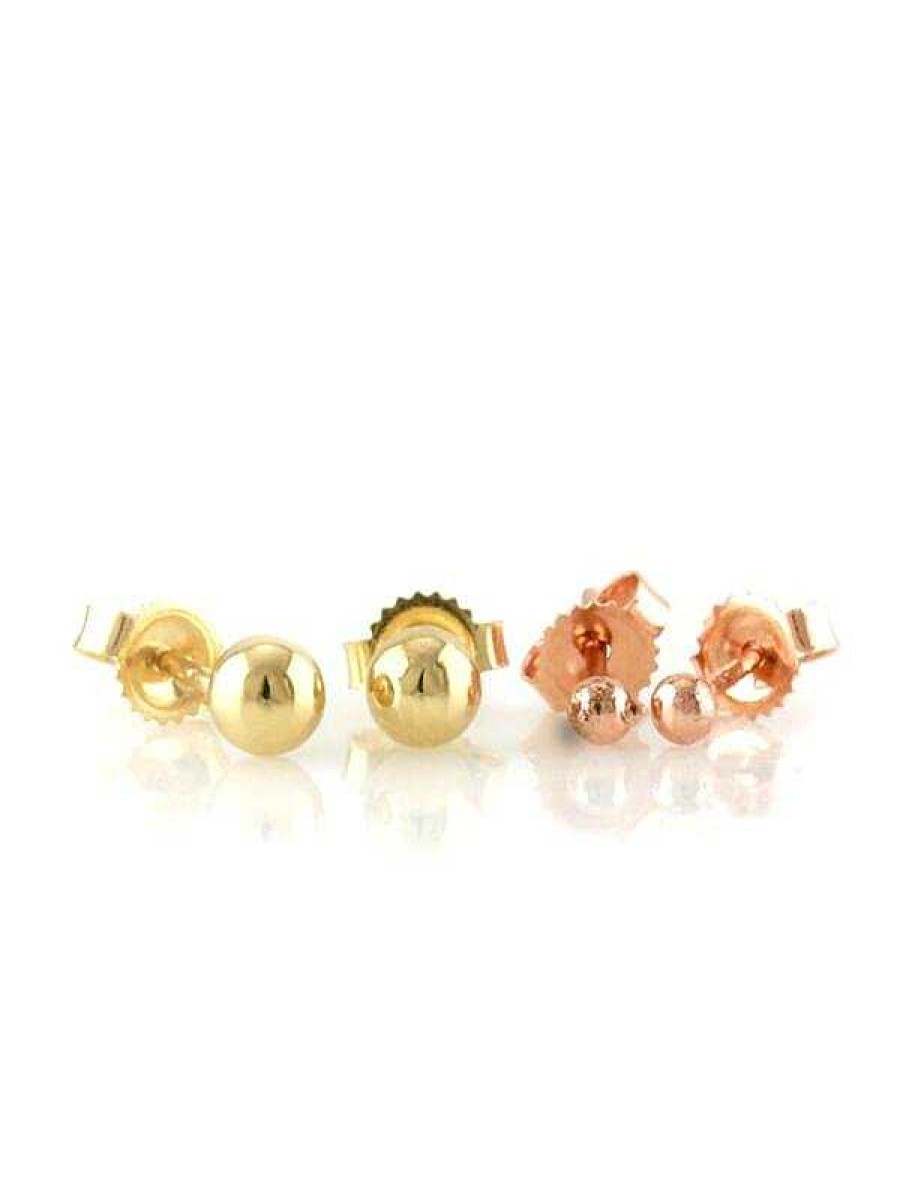 Stones & Gold Earrings | Small Ball And Large Ball Solid 14 Karat Gold Earrings Set