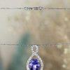 Stones & Gold Necklaces | 10X8Mm Oval Tanzanite Infinity Diamond Halo Solid 14 Karat Gold Pendant Necklace