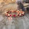 Stones & Gold Rings | Ruby Eternity With Sizing Bar Band Solid Gold (14Kw) Colored Stone Stackable Ring