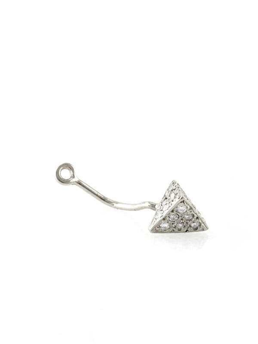 Stones & Gold Earrings | Floating Diamond Solid 14 Karat Gold Pyramid Earring