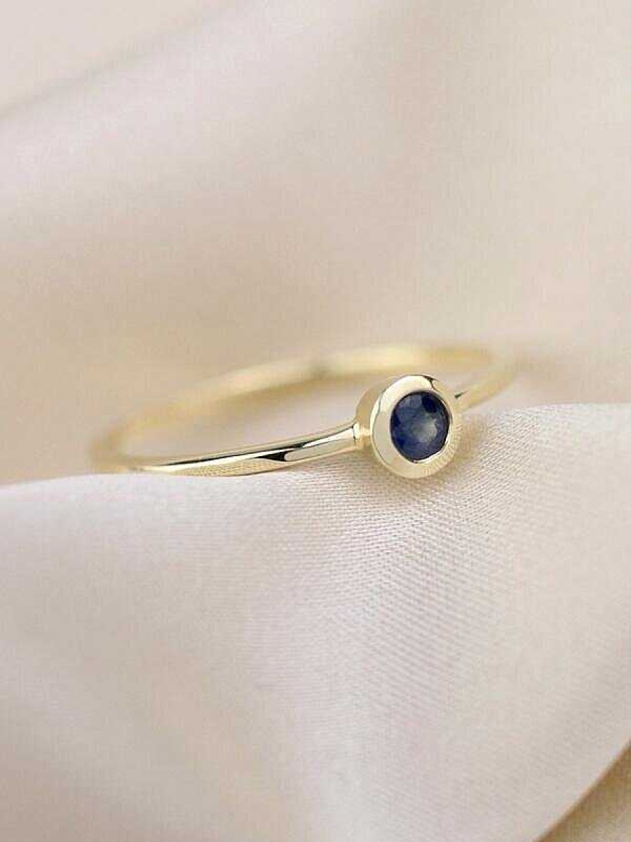 Stones & Gold Rings | 0.15Ct Natural Blue Sapphire Solid 14 Karat Stackable Ring