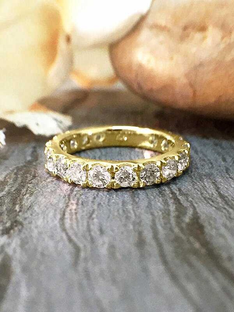 Stones & Gold Rings | 2.8Mm Diamond Eternity With Sizing Bar Wedding Band Solid Gold (14Ky) Engagement Ring