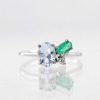 Stones & Gold Rings | Aquamarine, Emerald, And Diamond Cluster 14 Karat Gold Ring