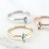 Stones & Gold Rings | Marquise Aquamarine Solid 14 Karat Gold Stackable Ring