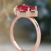 Stones & Gold Rings | Natural Emerald Cut Pink Tourmaline Kite Solid 14 Karat Gold Engagement Ring