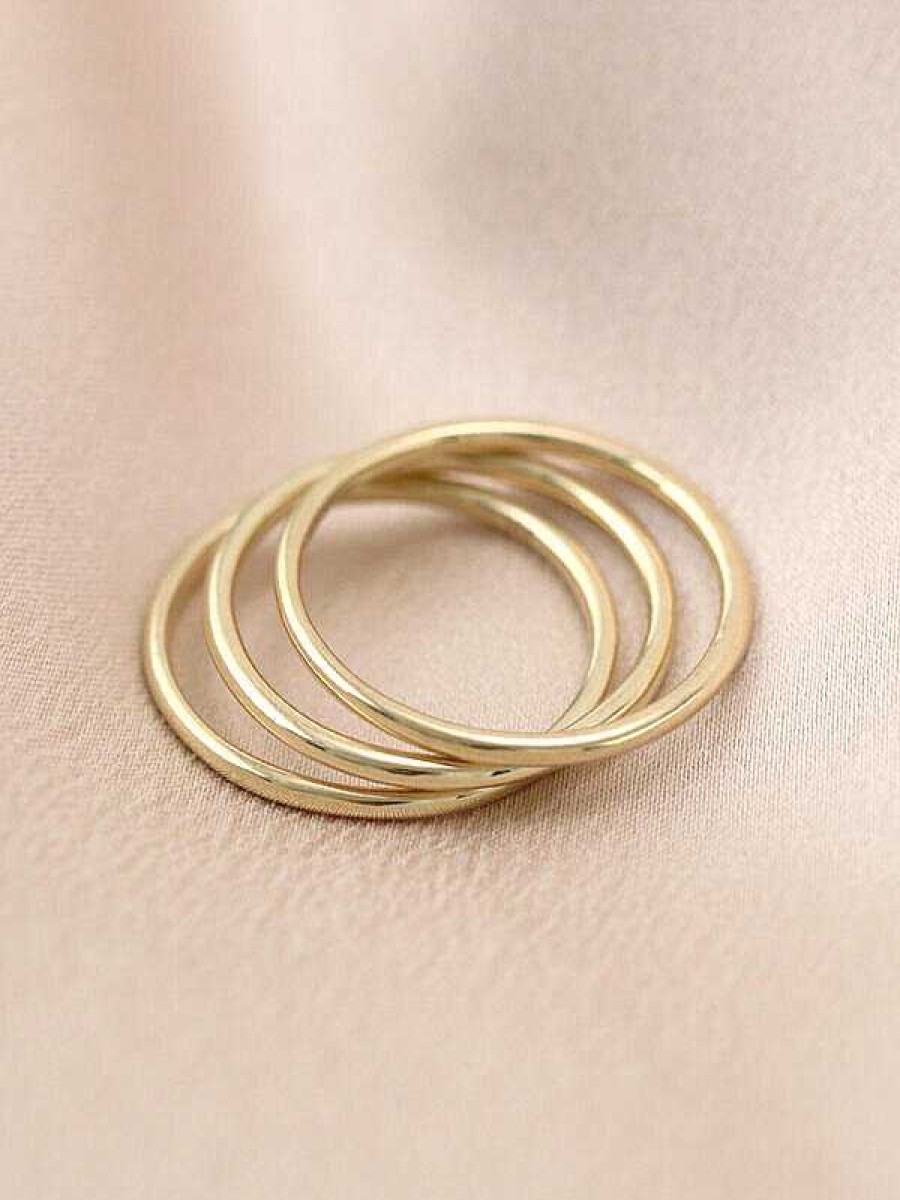 Stones & Gold Rings | Set: 1.3Mm Dome Stackable Solid 14 Karat Gold Rings