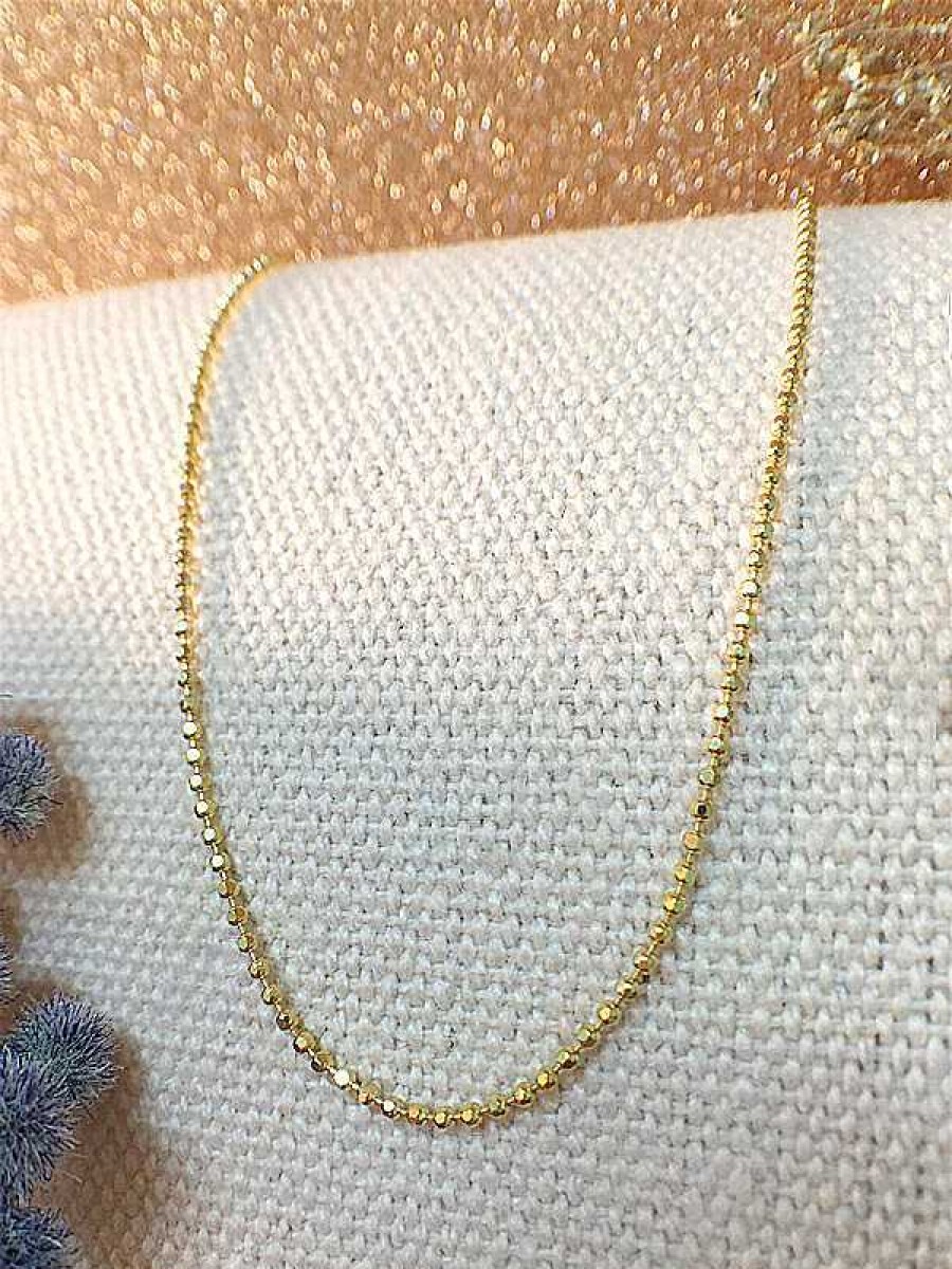 Stones & Gold Necklaces | Solid Gold Ball Chain Necklace | Rose Gold Chain | 18 Inches | Spring Lock | Fine Jewelry | Free Shipping