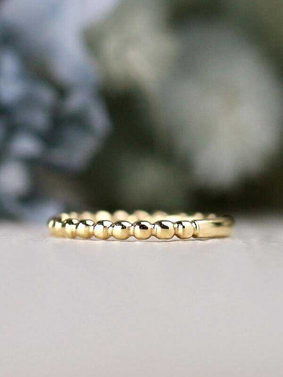 Stones & Gold Rings | 2Mm Beaded Ball Solid 14 Karat Gold Stackable Ring