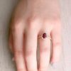 Stones & Gold Rings | 8X6Mm Natural Oval Ruby And Diamond Halo Solid 14 Karat Gold Engagement Ring