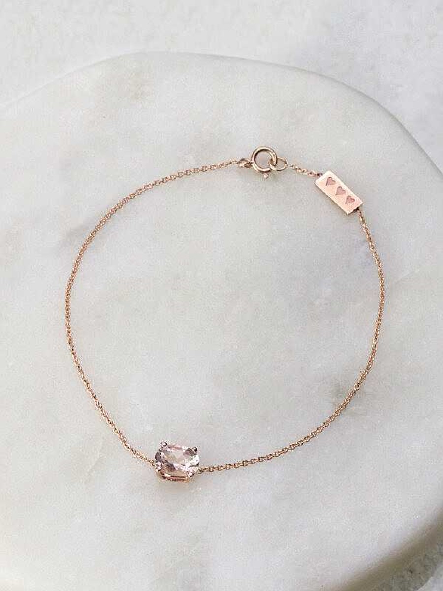 Stones & Gold Bracelets & Anklets | Dainty Natural Morganite 14 Karat Gold Chain Bracelet