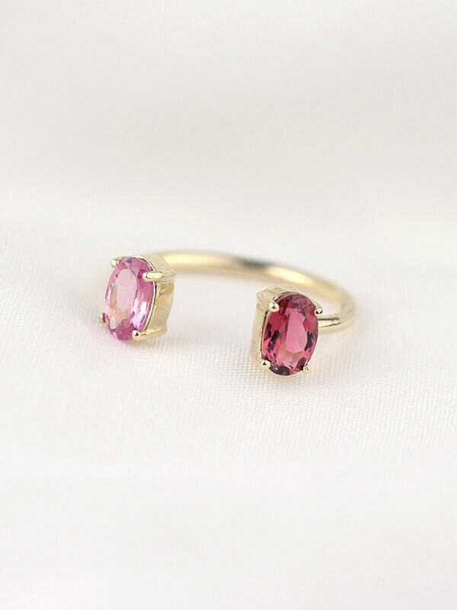 Stones & Gold Rings | Floating Blush Pink Tourmaline Solid 14 Karat Gold Ring