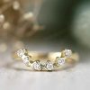 Stones & Gold Rings | U-Shaped Floral Diamond Matching Solid 14 Karat Gold Band