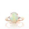 Stones & Gold Rings | Oval Opal And Diamond Solid 14 Karat Gold Engagement Ring