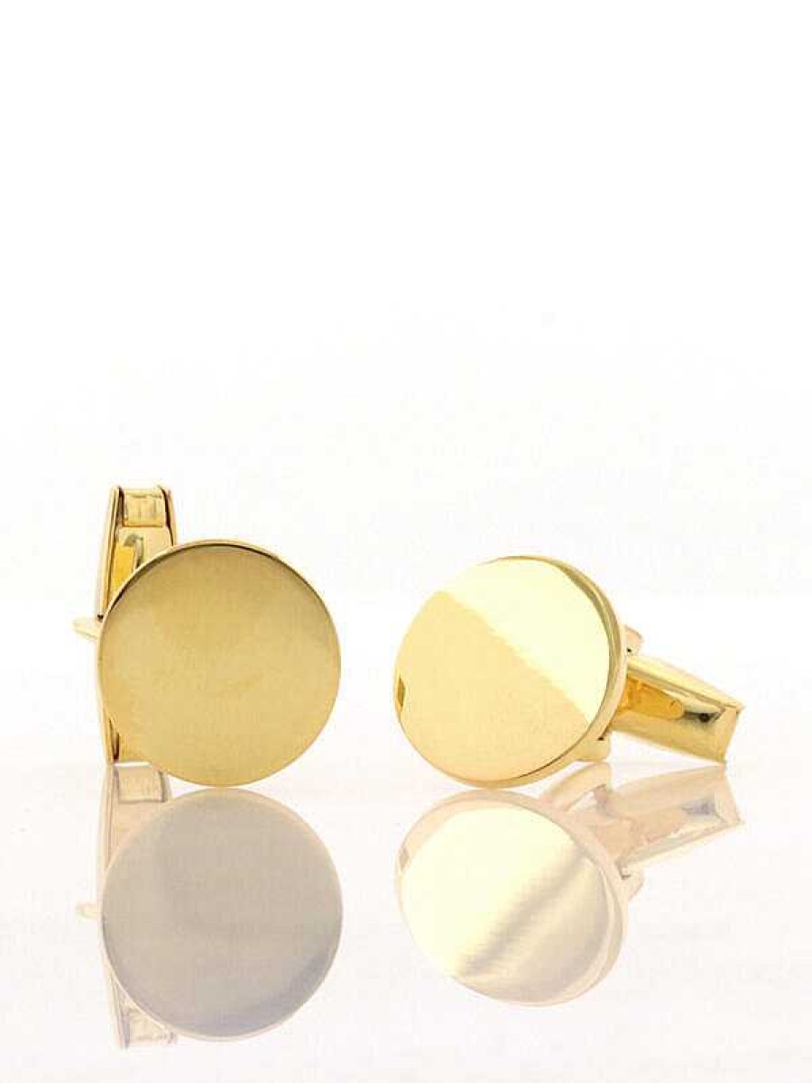 Stones & Gold Cuff Links | Disc Cufflink Gold Plated