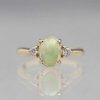 Stones & Gold Rings | 8X6Mm Natural Opal Three Stone Solid 14K Gold Classic Ring