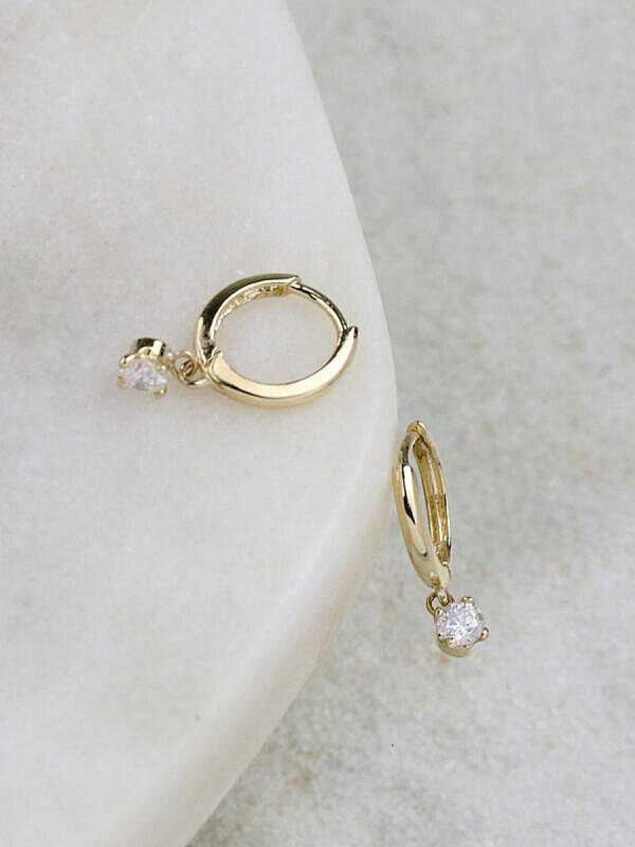 Stones & Gold Earrings | 0.30Ct Diamond Chandelier Solid 14 Karat Gold Huggies