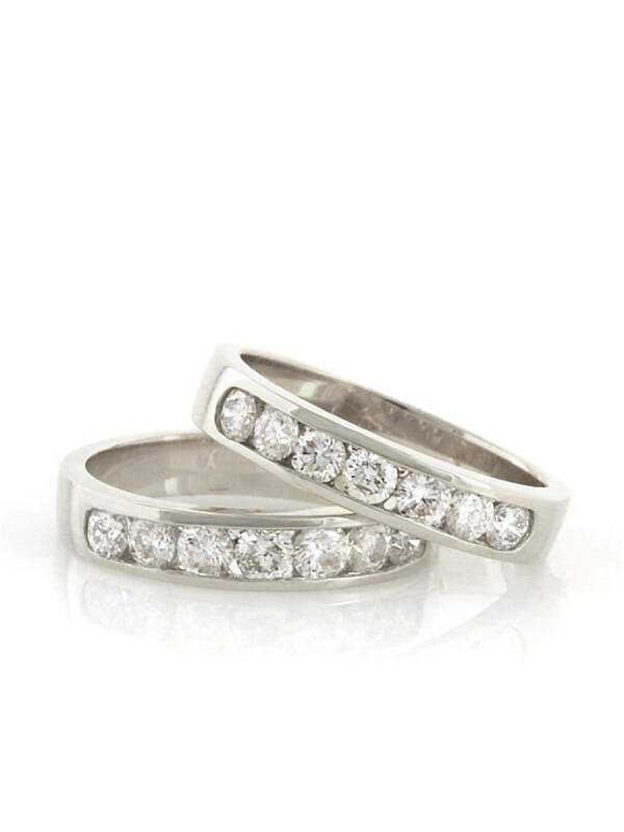 Stones & Gold Rings | Set Of Two: 0.70 Natural Diamond Channel Solid 14 Karat Gold Bands