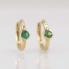 Stones & Gold Earrings | Emerald Bezel Hoop Earrings