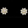 Stones & Gold Earrings | 8X8Mm Diamond Cluster Halo Floral Solid 14 Karat Gold Stud Earrings