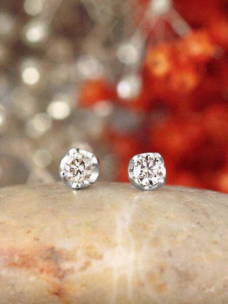 Stones & Gold Earrings | 0.20Ct Champagne Diamond Stud Earrings