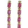 Stones & Gold Earrings | 6X4Mm Pink Sapphire And Diamond Solid 14K Gold Dangle Earrings