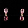 Stones & Gold Earrings | Pink Rose Tourmaline Teardrop Solid 14 Karat Gold Chandelier Earrings