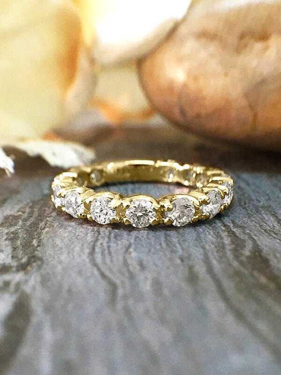 Stones & Gold Rings | 2.6Mm Diamond Eternity With Sizing Bar Wedding Band Solid Gold (14Ky) Engagement Ring