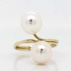 Stones & Gold Rings | Curved Twin Freshwater Pearl Solid 14 Karat Gold Ring