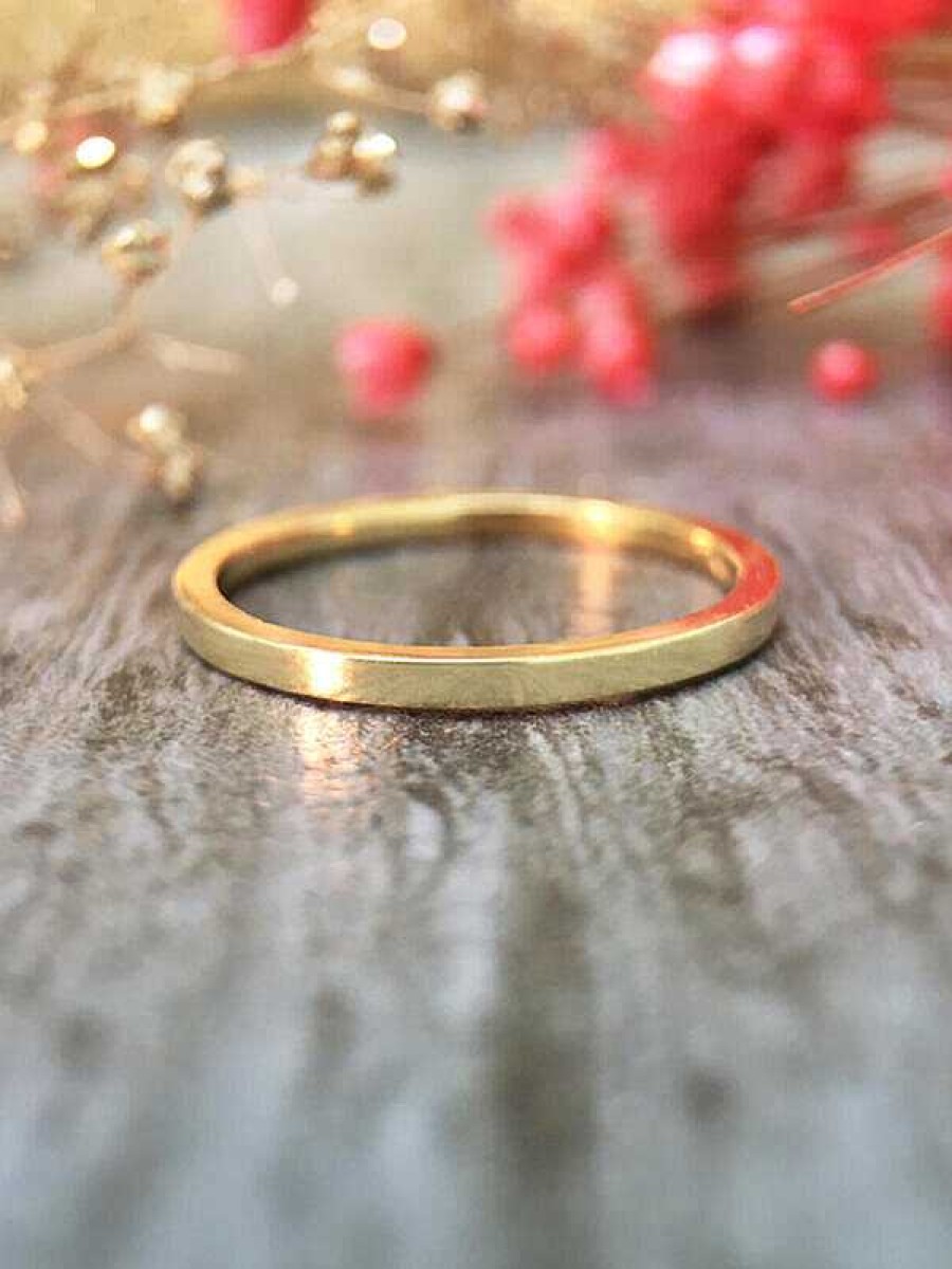 Stones & Gold Rings | 1.3Mm Wedding Band Solid Gold (14Ky) Thin Minimalist Stackable Women'S Engagement Ring