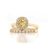 Stones & Gold Rings | Set: Canary Yellow Sapphire Engagement Ring + 1.5Mm Diamond Band Solid 14 Karat Gold Ring Set