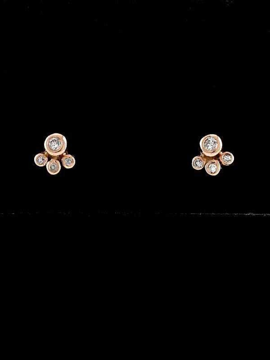 Stones & Gold Earrings | Petite Diamond Bubble Solid 14 Karat Gold Stud Earrings