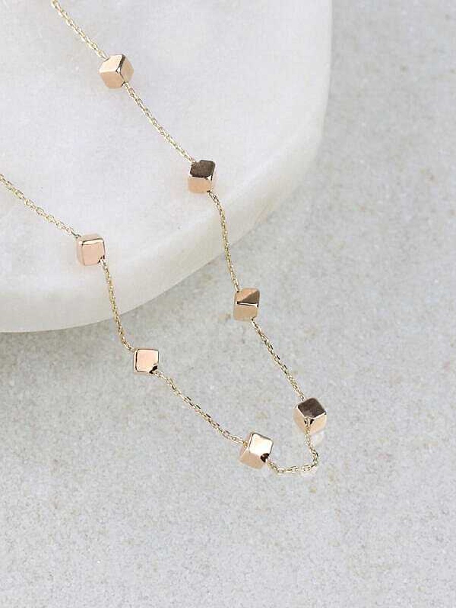 Stones & Gold Necklaces | Gold Cube By The Yard Geometric Chain