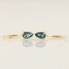 Stones & Gold Earrings | Teardrop Blue Topaz Solid 14 Karat Gold Open Huggie Earrings