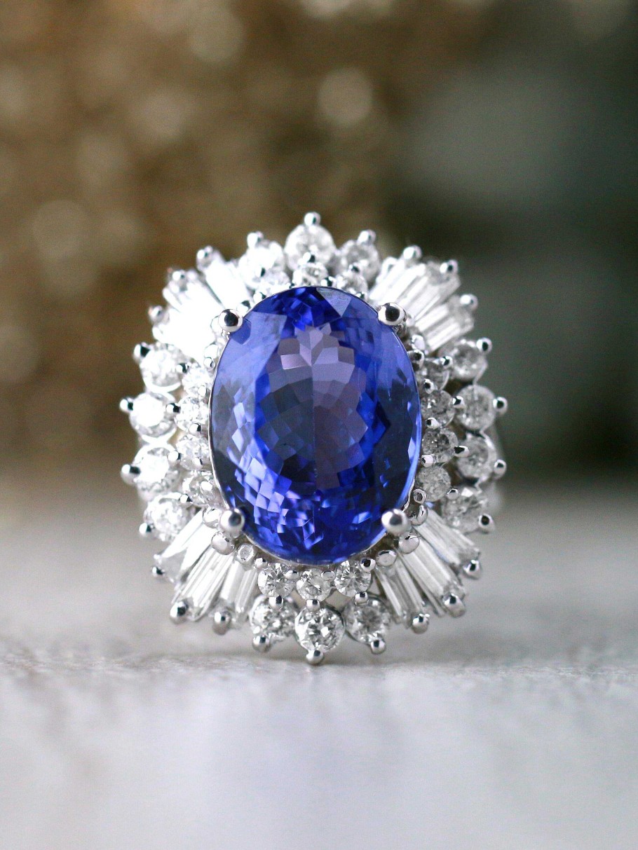 Stones & Gold Rings | One-Of-A-Kind | Tanzanite Ring | 9.82Ct Tanzanite | 2.42Ct Diamonds | Solid Gold Ring | Estate Fine Jewelry | Free Shipping