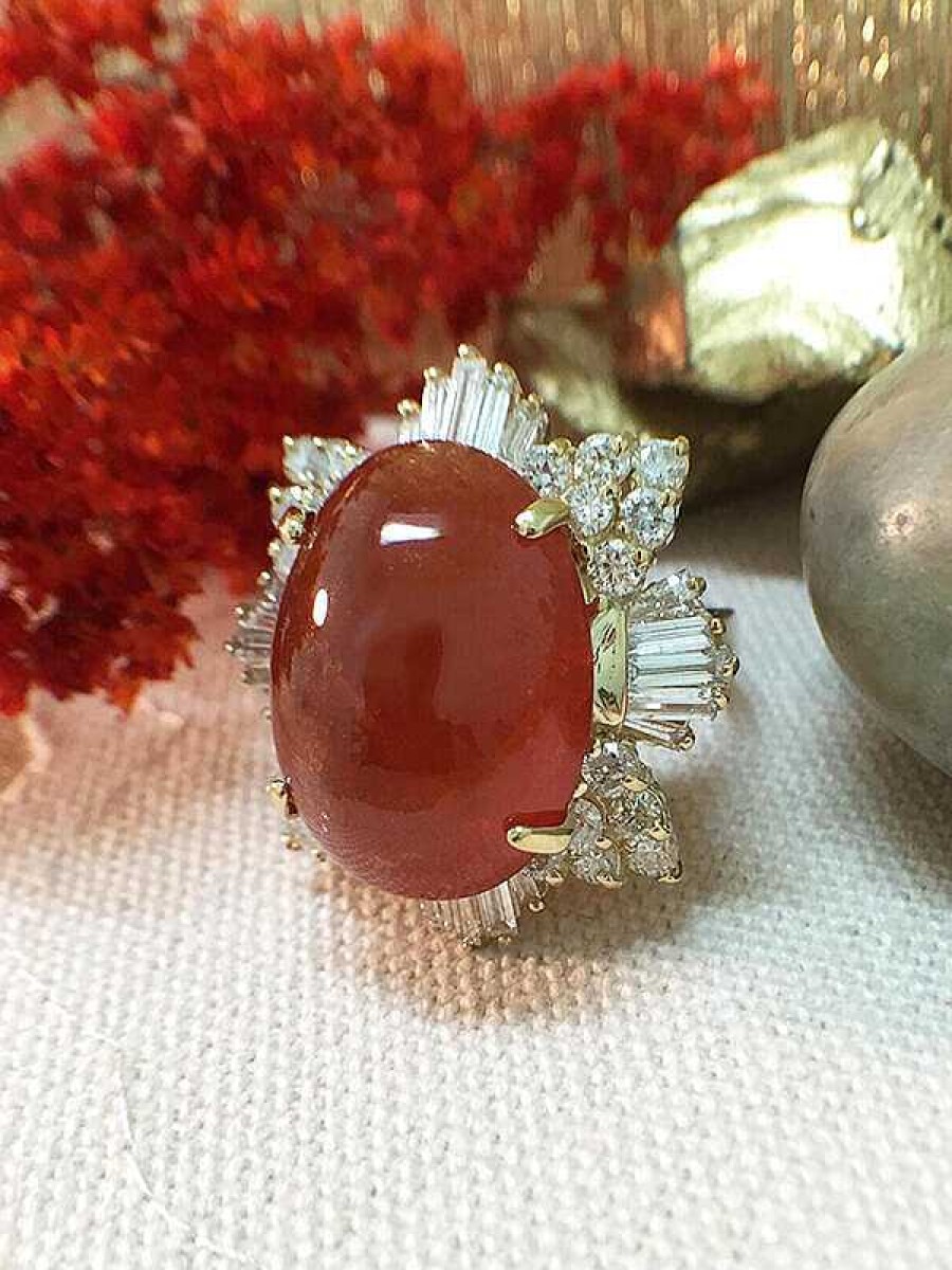 Stones & Gold Rings | One-Of-A-Kind | Mandarin Garnet Ring | 24.6Ct Mandarin Garnet | 2.49Ct Diamonds | Solid Gold Ring | Fine Jewelry | Free Shipping