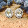 Stones & Gold Earrings | Aquamarine And Diamond Halo Stud Earrings