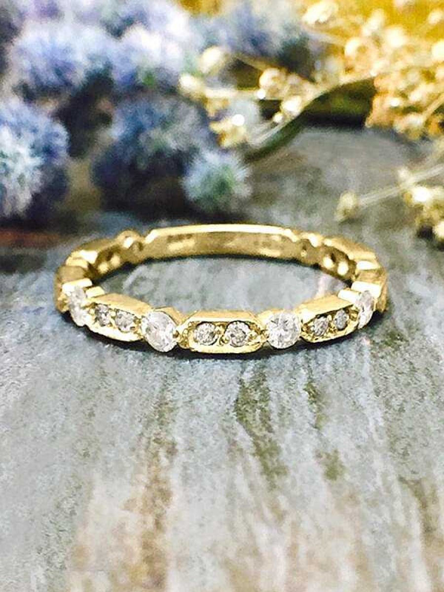 Stones & Gold Rings | 1.9Mm Diamond Wedding Band Solid Gold (14Ky) Stackable Women'S Engagement Ring