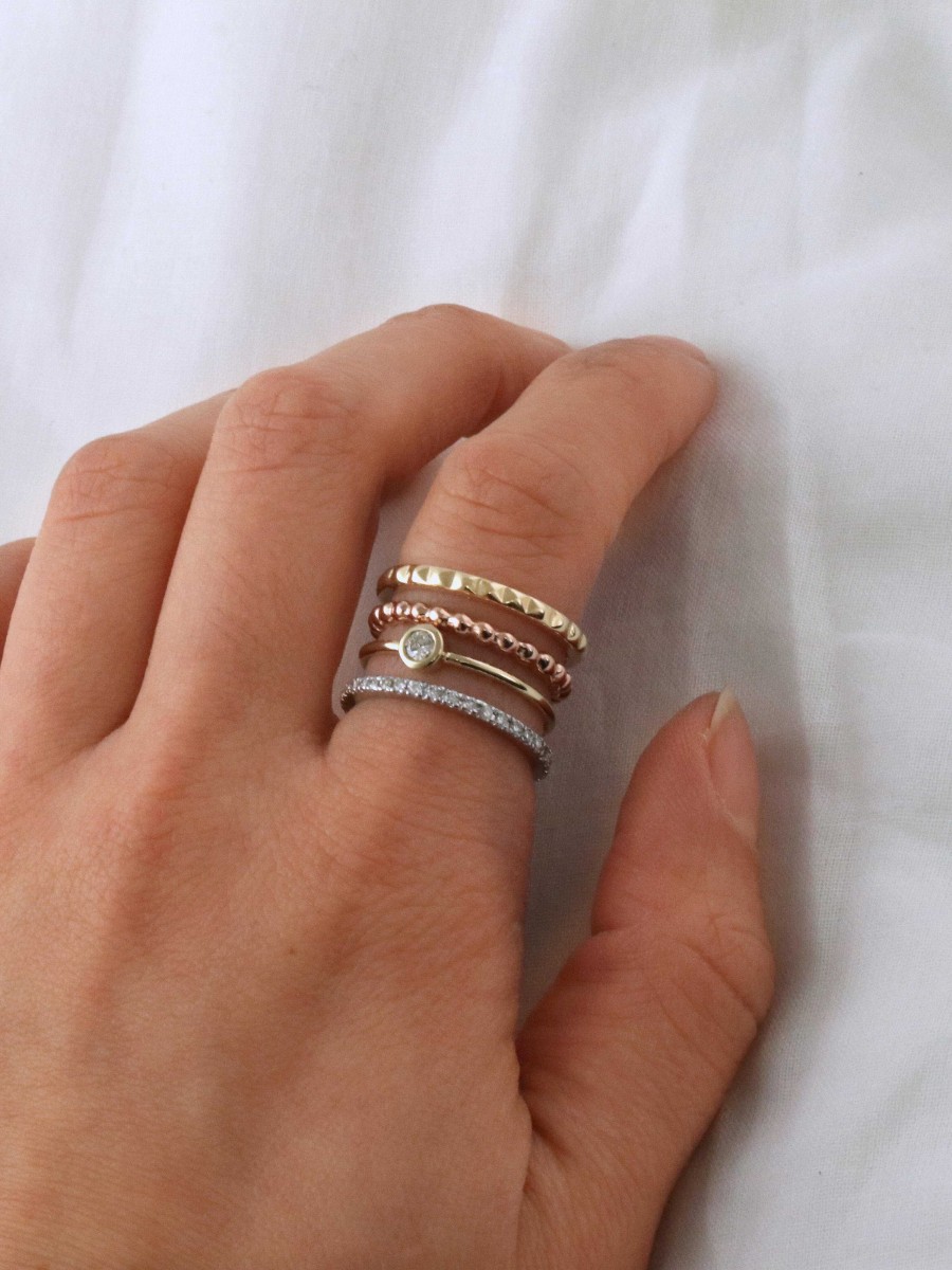 Stones & Gold Rings | 4 Row Diamond And Gold Stacklable Set