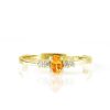 Stones & Gold Rings | 5X3Mm Mandarin Garnet And Diamond Engagement Solid Gold (14Ky) Colored Stone Wedding Ring