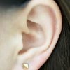 Stones & Gold Earrings | Gold Pyramid Stud Earrings