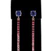 Stones & Gold Earrings | 2.80Ct Tanzanite With Natural Pink Ombre Solid 14 Karat Gold Bar Earrings