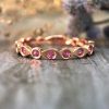 Stones & Gold Rings | Pink Sapphire Eternity With Sizing Bar Band Solid Gold (14Kw) Colored Stone Stackable Ring