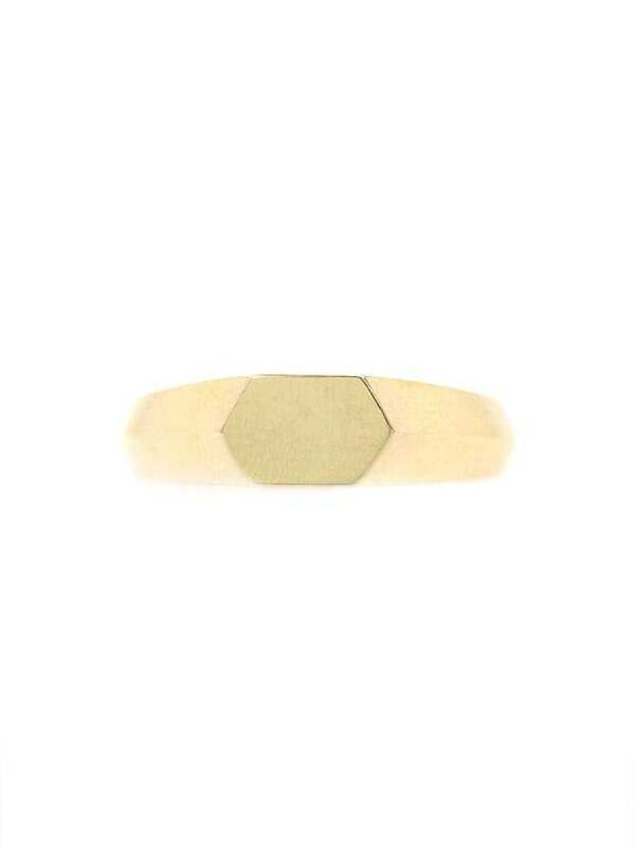 Stones & Gold Rings | Baby Hexagon Signet Solid 14 Karat Gold Ring