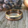 Stones & Gold Rings | Set: Knife Edged Wedding Bands Solid Gold (14Kw, 14Ky, 14Kr) Stackable Women'S Engagement Rings 14K Tri-Tone