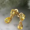 Stones & Gold Earrings | Natural Yellow Sapphire Teardrop Solid 14 Karat Gold Chandelier Earrings